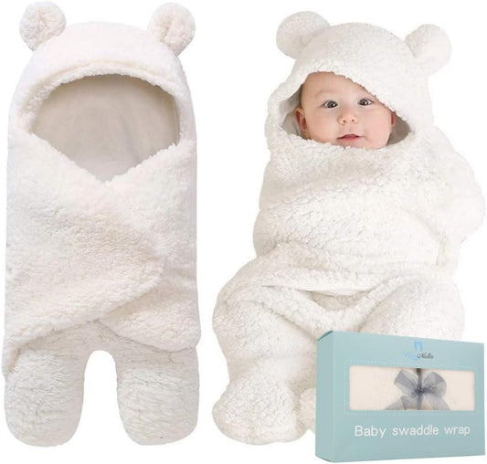 Baby Swaddle Blanket | Ultra-Soft Plush Essential for Infants 0-6 Months | Receiving Swaddling Wrap White | Ideal Newborn Registry and Toddler Boy Accessories | Perfect Baby Girl Shower Gift