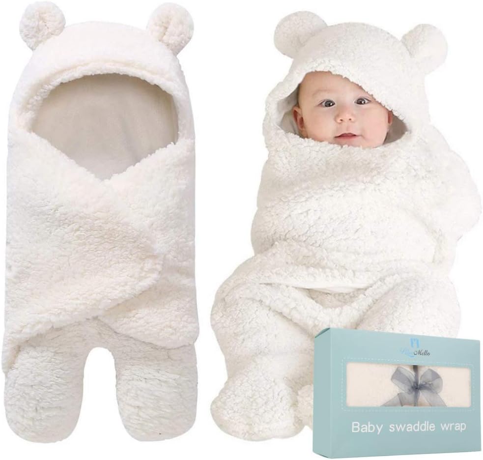 Baby Swaddle Blanket | Ultra-Soft Plush Essential for Infants 0-6 Months | Receiving Swaddling Wrap White | Ideal Newborn Registry and Toddler Boy Accessories | Perfect Baby Girl Shower Gift