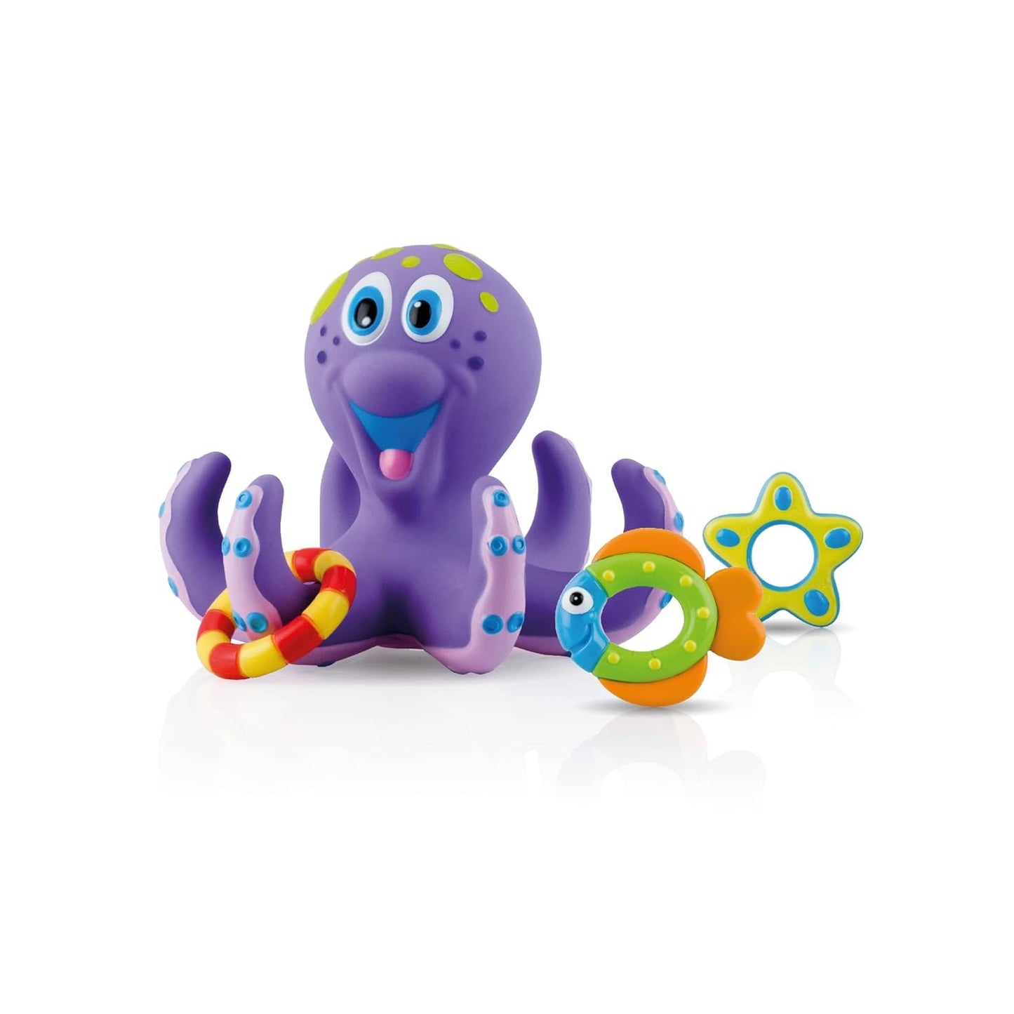 Floating Octopus Toy with 3 Hoopla Rings - Baby Bath Toy for Boys and Girls - 18+ Months - Purple (Pack of 1)