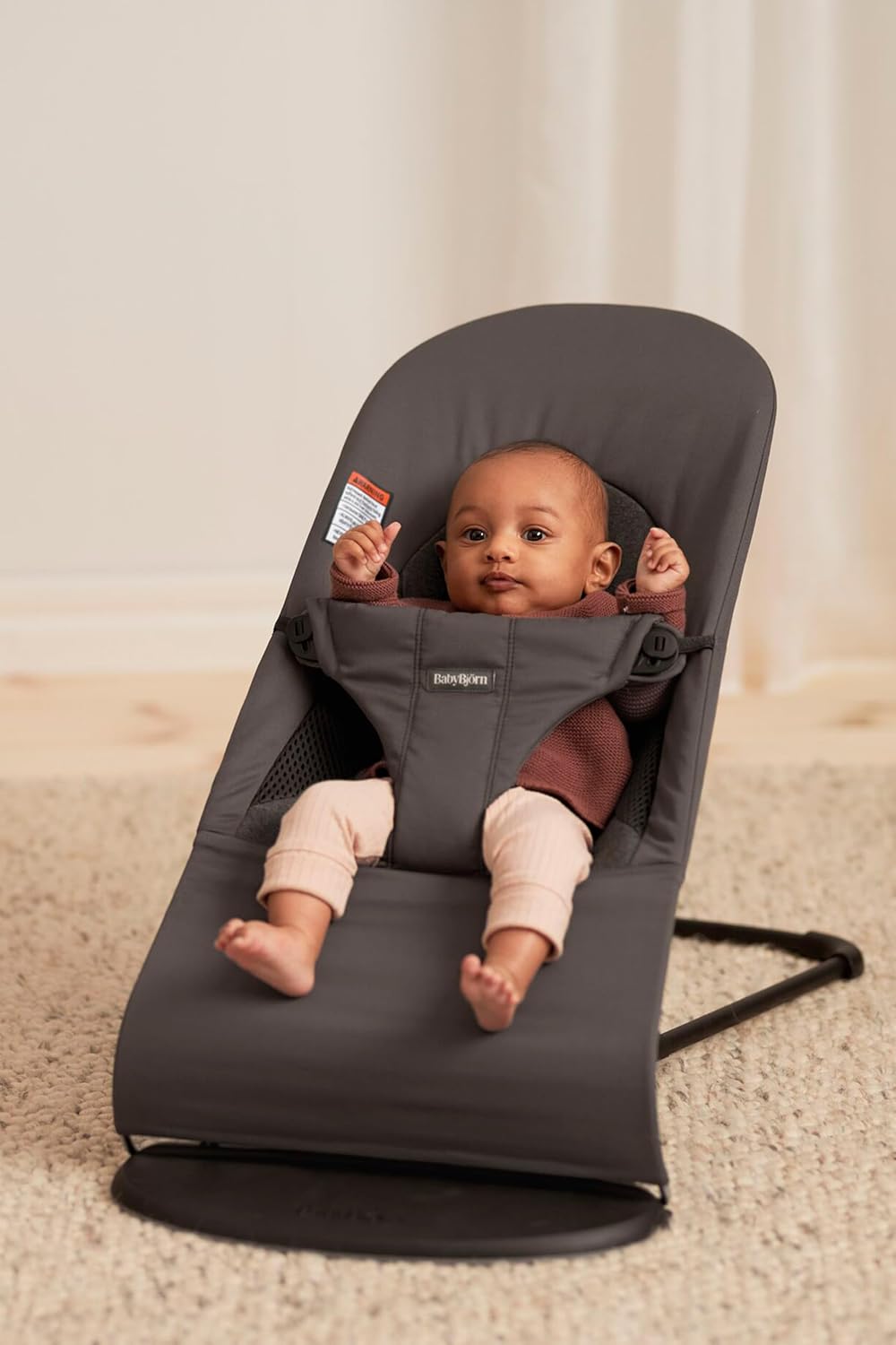 Bouncer Balance Soft, Dark Gray, Woven/Jersey, Tri-Fabric | 2-In-1 Adjustable Baby Bouncer Seat and Toddler Chair, Newborn to Toddler (8-29 Lbs), 4 Positions, Lightweight & Portable