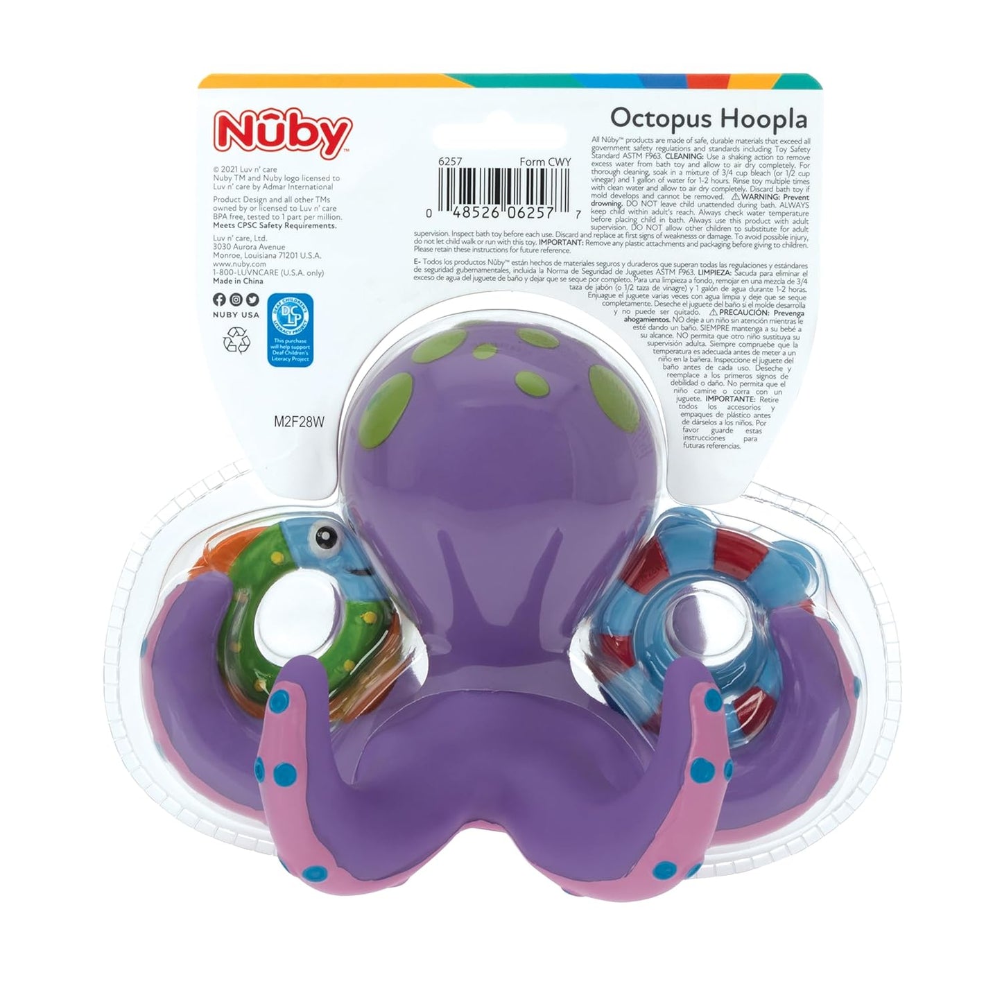 Floating Octopus Toy with 3 Hoopla Rings - Baby Bath Toy for Boys and Girls - 18+ Months - Purple (Pack of 1)