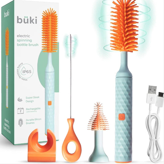 Büki Electric Baby Bottle Cleaning Brush Set - Rechargeable Electric Bottle Brush with Straw Cleaner - Water Bottle Cleaning Kit, Nipple Brush, 1200Mah Brush Cleaner (By )