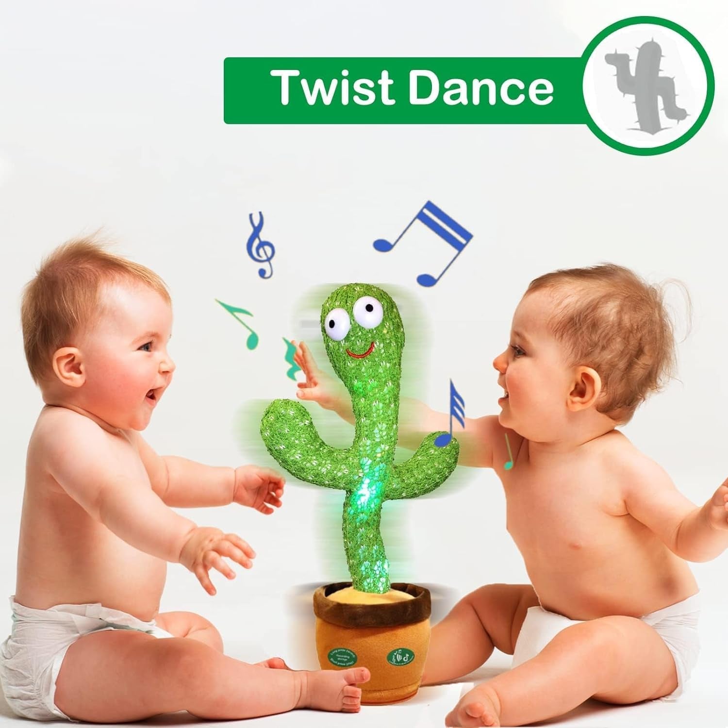 Dancing Talking Cactus Mimicking Toy,Talking Repeat Singing Sunny Cactus Toy 120 Pcs Songs for Baby 15S Record Your Sound Sing+Dancing+Recording+Led